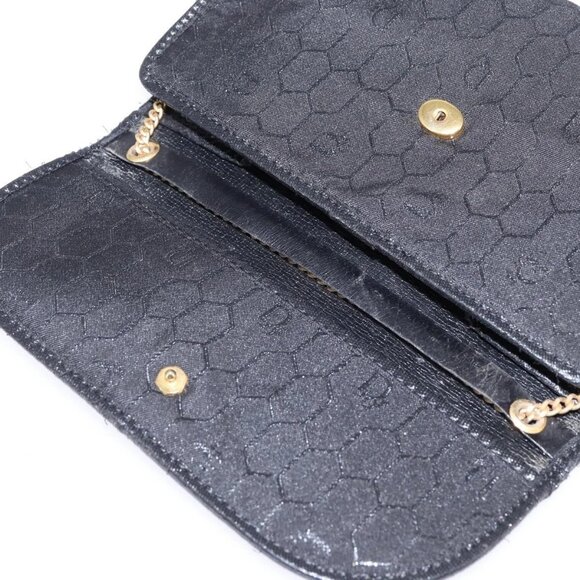 Christian Dior Honeycomb Canvas Chain Shoulder Bag Black Gold Auth BA5626 - Picture 10 of 16
